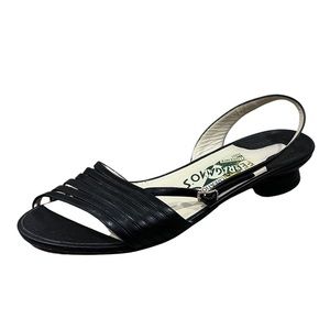 Salvatore Ferragamo Black Slingback Sandals, Size 37.5